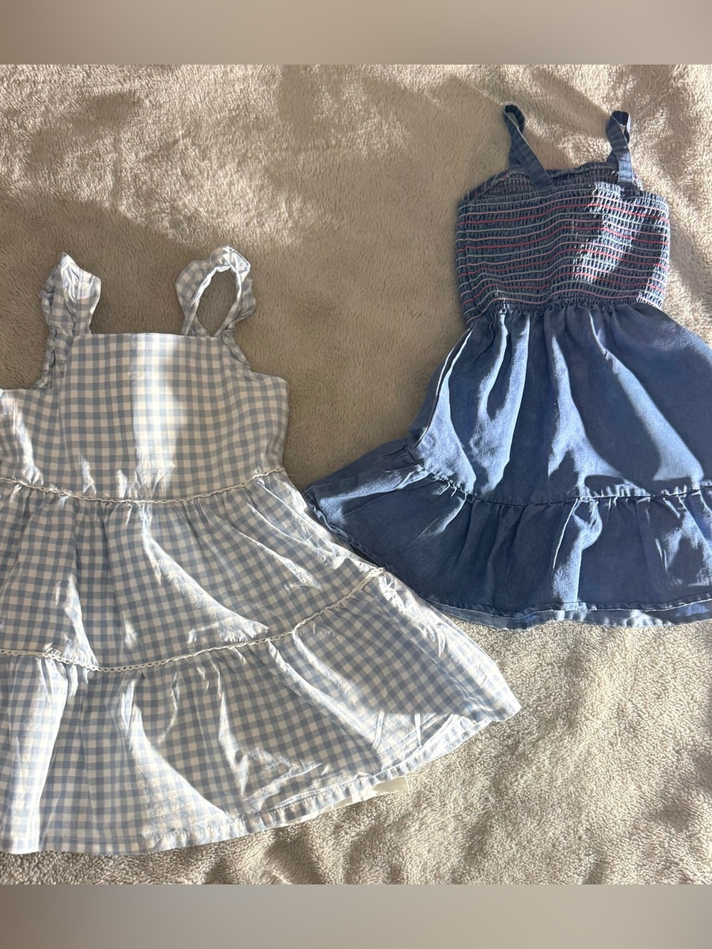 2-Piece Toddler Girls Size 4T Summer Sundress Bundle | Blue Gingham & Smocked Ch
